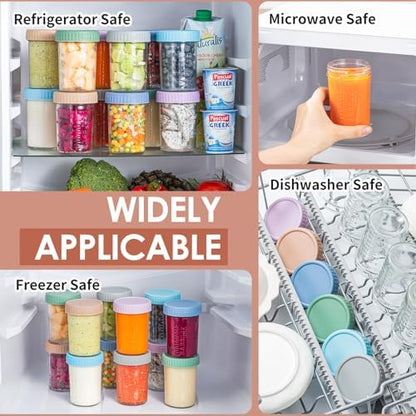 DRKIO 6 Pack Glass Baby Food Storage Containers - 8 Oz Baby Food Jars with Lids Baby Food Maker Microwave Dishwasher Freezer Safe 100% Leak Proof BPA Free Reusable