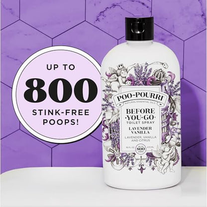 Poo-Pourri Before-You-Go Toilet Spray, Lavender Vanilla, Refill Bottle 16 Fl Oz - Lavender, Vanilla and Citrus