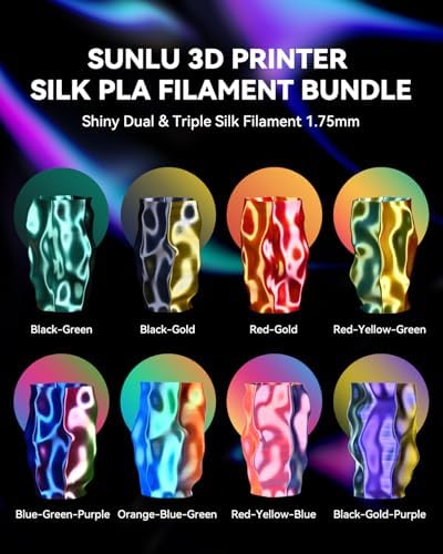 SUNLU Silk Filament Mini Pack, Dual & Triple Color 3D Filament Bundle, Individually Vacuum Packed, Dual Color*3, Triple Color*5, 2kg in Total
