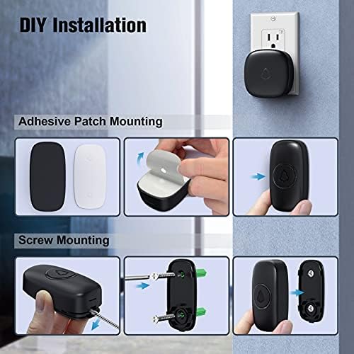 SECRUI Wireless Doorbell with 2 Buttons, Waterproof Mini Doorbell 1,000ft Range 110dB Mute Mode 58 Door Chimes & Colorful LED Flashing - Black
