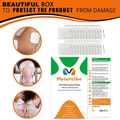 Tens Unit Electrode Pads 40Pcs, Reusable TENS Unit Pads with Upgraded Self-Adhesion, Replacement Pads Compatible with TENS 7000, AUVON TENS, Etekcity Tens Machine, Nicwell Care Tens (40 Value Pack)