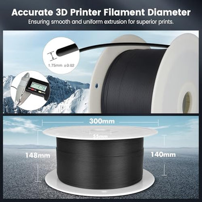 SUNLU 5KG Large Spool PLA Filament, PLA 3D Printer Filament 1.75mm, Big Roll PLA Filament, 5KG Spool (11lbs), PLA Black