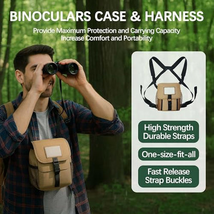 15x54 Binoculars for Adults High Powered with Harness, Phone Adapter and Bluetooth Camera Remote - Super Bright Waterproof Binoculars for Bird Watching Hiking Cruise Travel Stargazing