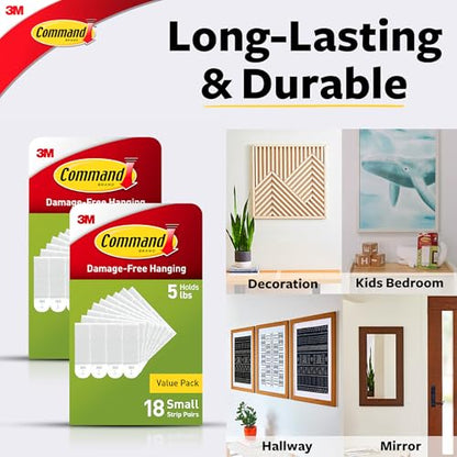 Command 4 lb Small Picture Hanging Strips 36 Pairs (72 Strips), Damage-Free Hanging Picture Hangers, No Tools Wall Hanging Strips for Home Decor, White Adhesive Strips