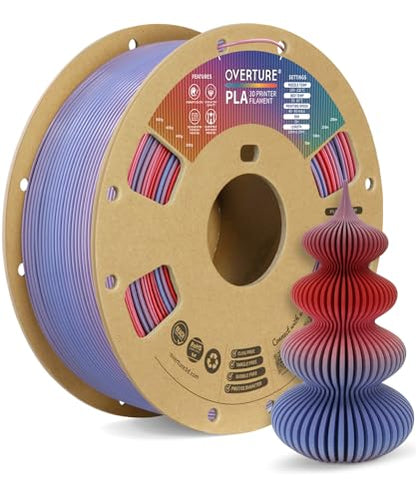OVERTURE Rainbow PLA Filament 1.75mm, Neatly Wound 3D Printer Filament 1kg Spool (2.2lbs), Dimensional Accuracy +/- 0.02 mm, Fit Most FDM 3D Printers(Rocket pop)