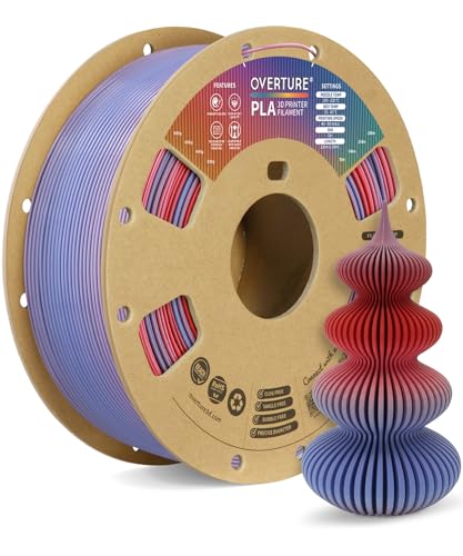 OVERTURE Rainbow PLA Filament 1.75mm, Neatly Wound 3D Printer Filament 1kg Spool (2.2lbs), Dimensional Accuracy +/- 0.02 mm, Fit Most FDM 3D Printers(Rocket pop)