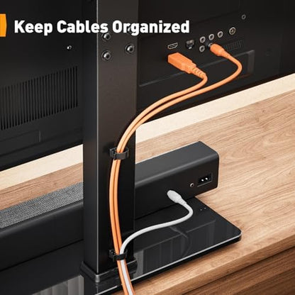 Perlegear Universal Swivel TV Stand Base for 32–70 inch TVs, Height Adjustable Table Top TV Stand Mount with Tilt, Tempered Glass Base, Holds up to 88 lbs, Max VESA 400x400mm, PGTVS26