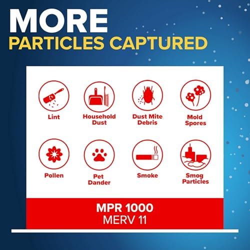 Filtrete 16x20x1 AC Furnace Air Filter, MERV 11, MPR 1000, Micro Allergen Defense, 3-Month Pleated 1-Inch Electrostatic Air Cleaning Filter, 6 Pack (Actual Size 15.69 x 19.69 x 0.81 in)