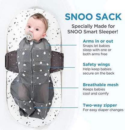 Happiest Baby SNOO Sleep Sack - 100% Organic Cotton Baby Swaddle Blanket - Doctor Designed Promotes Healthy Hip Development (Midnight Planets, Small)