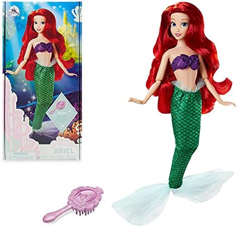 Disney Store Official Disney Princess Classic Doll (Ariel from The Little Mermaid), 11 Inches, Includes Brush with Molded Details, Fully Posable Toy in Classic Outfit - Disney Princess Toys for Girls