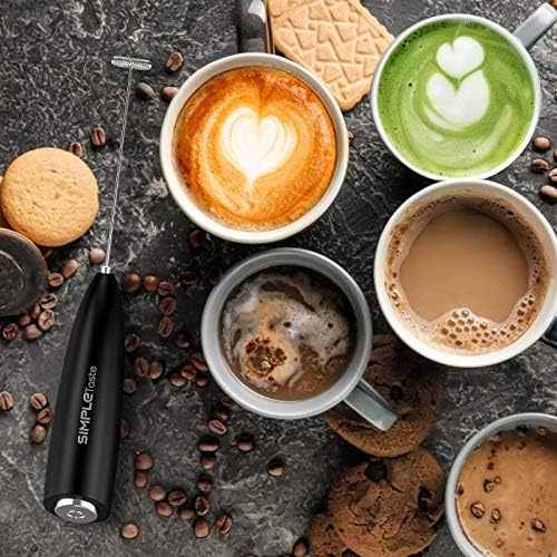 SIMPLETaste Milk Frother Handheld Battery Operated Electric Foam Maker, Drink Mixer with Stainless Steel Whisk and Stand for Cappuccino, Bulletproof Coffee, Latte
