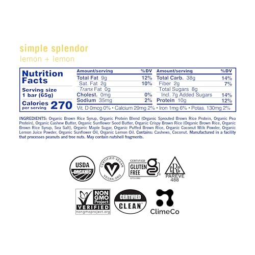 GoMacro MacroBar Organic Vegan Protein Bars - Lemon + Lemon (2.3 Ounce Bars, 12 Count)