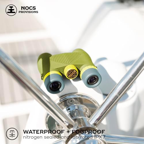Nocs Provisions Standard Issue 10x25 Waterproof Binoculars, 10X Magnification, Bak4 Prism, Wide View Multi-Coated Lenses for Bird Watching, Hiking & Backpacking - Olive Green