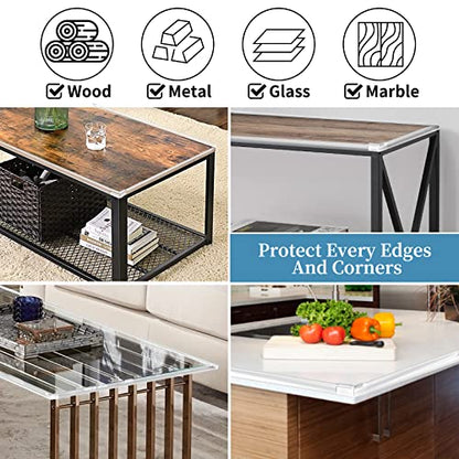 Edge Protector Baby Proofing Corner Protectors Silicone Desk Edge Cushion Child Safety Edge Covers Bumper for Table, Cabinets, Crib, 13ft x 1.2 Inch Edge Protector Strip with 4 Pack Corner Guards