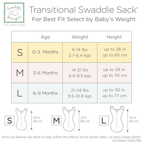 SwaddleDesigns Transitional Swaddle Sack, Arms Up Half-Length Sleeves & Mitten Cuffs, Swaddle for Newborn Transition to Baby Sleep Sack Wearable Blanket, 0-3 month, 6-14 lb, Heavenly Floral Pink