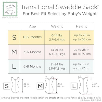 SwaddleDesigns Transitional Swaddle Sack, Arms Up Half-Length Sleeves & Mitten Cuffs, Swaddle for Newborn Transition to Baby Sleep Sack Wearable Blanket, 0-3 month, 6-14 lb, Heavenly Floral Pink