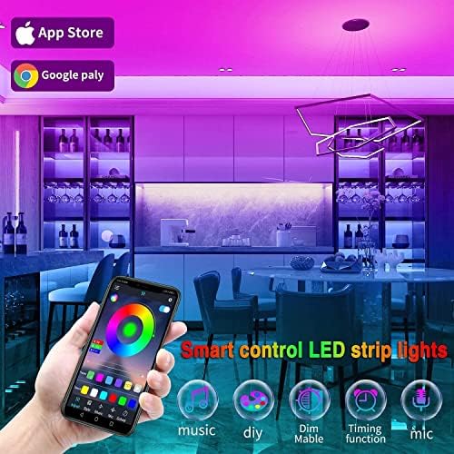 Tenmiro 130ft Led Lights for Bedroom, LED Strip Lights with Remote and App Control Music Sync Color Changing RGB LED Strip, LED Lights for Room Home Party Decoration (2 Rolls of 65ft)