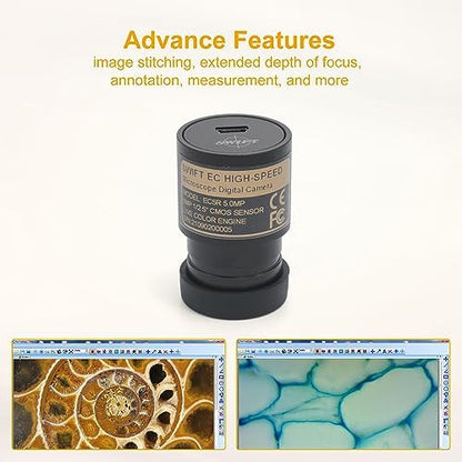 SWIFT SW380B Compound Binocular Microscope 40X-2500X, with 5MP USB Camera,Microscope Lens Adapter and 100 PCS Slide Kit