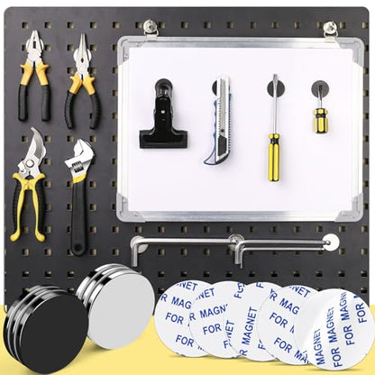 LOVIMAG Strong Magnets, Super Strong Round Magnets, 16Pack Magnets for Fridge, Magnets with Adhesive Backing for Office, Science,Whiteboard, DIY-1.26 inch x 1/8 inch (8 Black, 8 Silver)