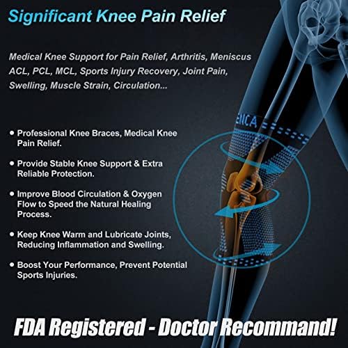 NEENCA Professional Knee Brace, Compression Knee Support with Patella Gel Pad & Side Stabilizers, Medical Knee Sleeve for Pain Relief, ACL,PCL, Meniscus, Injury Recovery, Arthritis, Sports, Workout...