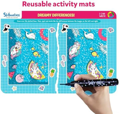 Skillmatics I Can Write Unicorns - Reusable Preschool Learning Activities, Educational Toy and Game, Back to School Supplies, Gifts for Students, Kids, Toddlers Ages 3, 4, 5, 6