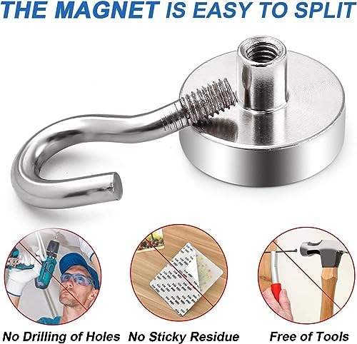 LOVIMAG Neodymium Strong Magnetic Hooks，30Lbs Rare Earth Magnets Heavy Duty with Hook for Refrigerator,Ceiling Magnets for Hanging,Cruise,Curtain and Kitchen etc - Pack of 500