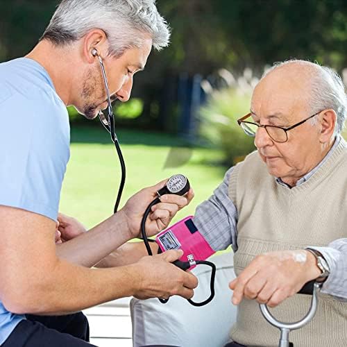 Dixie Ems Deluxe Aneroid Sphygmomanometer Blood Pressure Set W/ Adult Cuff, Carrying Case and Calibration Tool - Pink