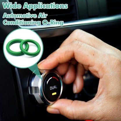595 Pcs Metric and SAE Air Conditioning O-Ring Kit for Automotive A/C, Compressor and Professional Faucet Plumbing Seal O Rings Repair with O-Ring Picks,Resist Oil and Heat (Green)