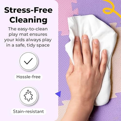 MioTetto Foam Floor Tiles for Kids - Non-Toxic Comfortable Baby Play Mat and Interlocking Foam Tiles, Fits with 74x74 Playpen Mat for Crawling & Development, Soft Play Mat for Babies 6-12 Months