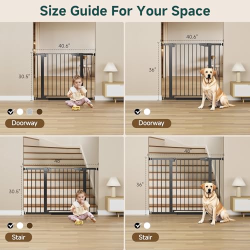 Cumbor 29.7-40.6" Baby Gate for Stairs, Baby Essential Safety Gate, Mom's Choice Awards Winner-Dog Gate for Doorways, Pressure Mounted Auto-Close Pet Gates for Dogs Indoor, Durable Child Gate, Black