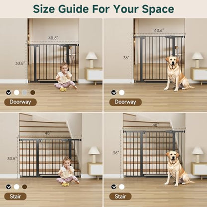 Cumbor 29.7-40.6" Baby Gate for Stairs, Baby Essential Safety Gate, Mom's Choice Awards Winner-Dog Gate for Doorways, Pressure Mounted Auto-Close Pet Gates for Dogs Indoor, Durable Child Gate, Black
