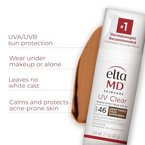 EltaMD UV Clear Tinted Face Sunscreen, SPF 46 Oil- Free with Zinc Oxide, Dermatologist Recommended