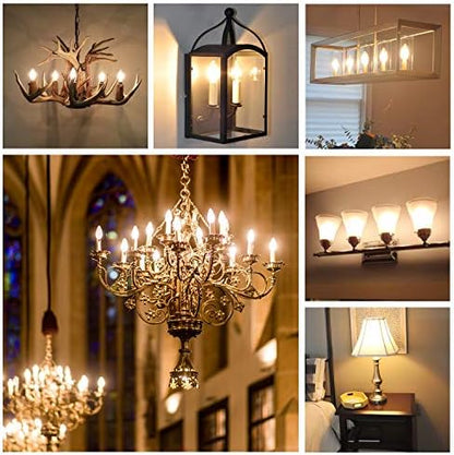 Hizashi 90+CRI Candelabra LED Light Bulbs 60 Watt, 2700K Warm White, E12 LED Bulb Dimmable, B11 Chandelier Light Bulbs, 6W, 550LM, Candle Light Bulbs, UL Listed, 12 Pack