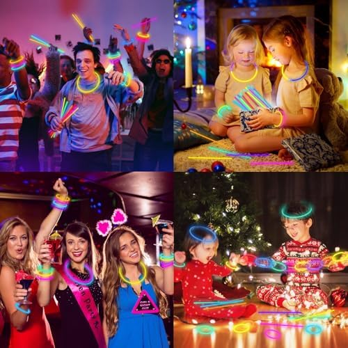 Glow Sticks Bulk Party Pack- Ultra Bright 500pk Glow in the Dark Party Favors, Glow Decorations, Neon Party Glow Necklaces and Glow Bracelets with Connectors