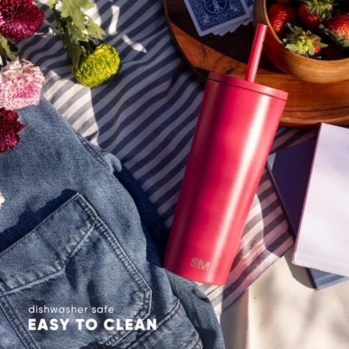 Simple Modern Insulated Tumbler with Lid and Straw | Iced Coffee Cup Reusable Stainless Steel Water Bottle Travel Mug | Gifts for Women Men Her Him | Classic Collection | 24oz | Midnight Black