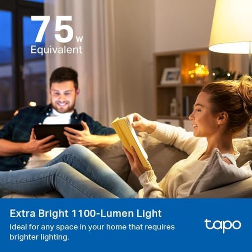 Tapo TP-Link Smart Light Bulbs, 1100 Lumens High Brightness (75W Equivalent), Matter-Certified, 16M Colors WiFi Light Bulb, Dimmable, Works w/Siri, Alexa & Google Home, A19 E26, L535E(4-Pack)