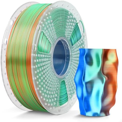 SUNLU Silk Triple Color Pla Filament, Silk PLA 3D Printer Filament 1.75mm, Shiny Silk Texture, Dimensional Accuracy +/- 0.02mm, 1KG Spool (2.2 lbs), PLA Silk Triple Color (Orange Blue Green)