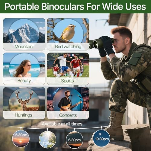 20x50 Hunting Binoculars for Adults High Powered with Low Light Night Vision - 28mm Large Eyepiece Professional Binoculars for Bird Watching Hiking Travel with BAK4 Prism FMC Lens, Green
