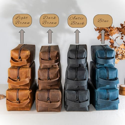 Personalized Hand Crafted Leather Toiletry Bag for Men, Shaving Bags, Travel Pouch, Engraved Monogrammed Leather Dopp Kit, Toiletries, Grandpa, Boyfriend, Groomsmen, Birthday, for Men