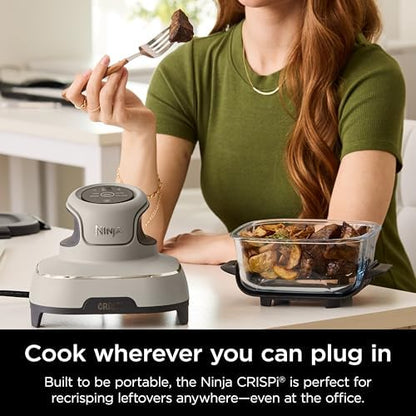 Ninja Crispi Air Fryer, Microwave, Freezer & Dishwasher Safe, Non Toxic Glass Portable Cooking System, 4 QT & 6 Cup Glass Containers with Storage Lids, Easy Meals, Air Fry, Bake, Stone, FN101ST