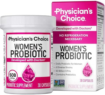 Physician's CHOICE Probiotics for Women - PH Balance, Digestive, UT, & Feminine Health - 50 Billion CFU - 6 Unique Strains for Her - Organic Prebiotics, Cranberry Extract+ - Women Probiotic - 30 CT