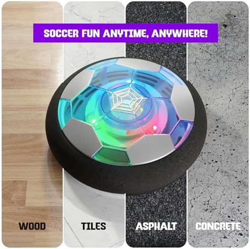 Hover Soccer Ball for Kids - Boy Birthday Gifts - Indoor Toy Games Gift for Boys Age 6, 7, 8, 9, 10, 11, 12 Year Old - Light-Up Toys Game for Kid - 6-8, 8-12 - Gift for 8 Year Olds (Single)