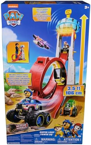 PAW Patrol: Rescue Wheels Super Loop Tower HQ, with Light, Sound, Vehicle Launcher, Chase Action Figure & Toy Truck, Kids Toys for Boys & Girls Age 3+