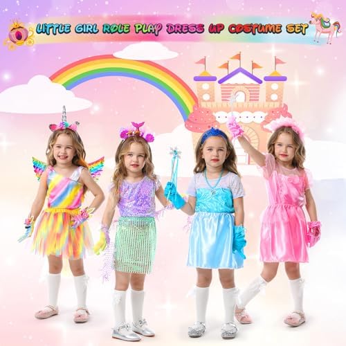 Princess Dress Up Clothes for Little Girl Role Play Costume Gift Set Princess Dress Up Toys for Toddler Girls