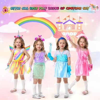 Princess Dress Up Clothes for Little Girl Role Play Costume Gift Set Princess Dress Up Toys for Toddler Girls