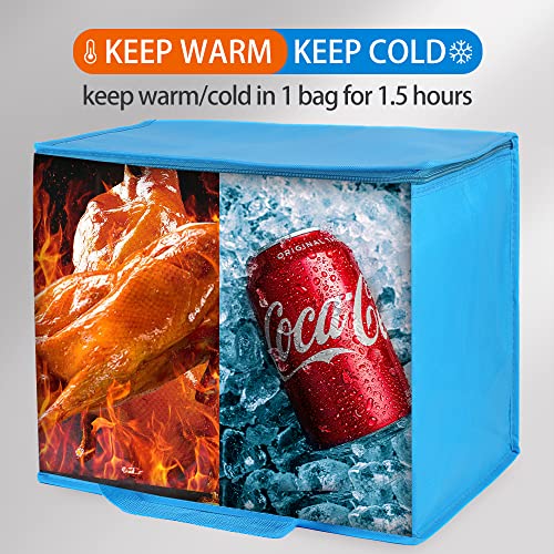 Bodaon 2-Pack Insulated Reusable Grocery Shopping Bag, X-Large Food Delivery Bags, Soft Cooler Bag for Women/Men for Instacart, Blue