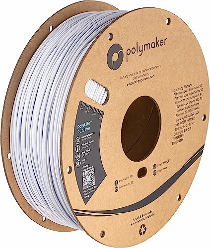 Polymaker PLA PRO Filament 1.75mm 1kg, Tough & High Rigidity Cold White 3D Printing Filament, PolyLite PLA PRO 3D Printer Filament 1.75mm, Print with Most 3D Printers