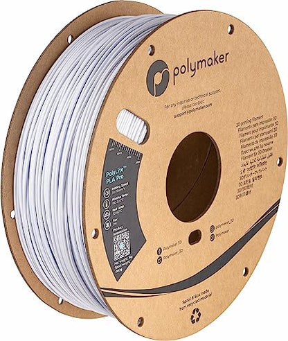 Polymaker PLA PRO Filament 1.75mm 1kg, Tough & High Rigidity Cold White 3D Printing Filament, PolyLite PLA PRO 3D Printer Filament 1.75mm, Print with Most 3D Printers