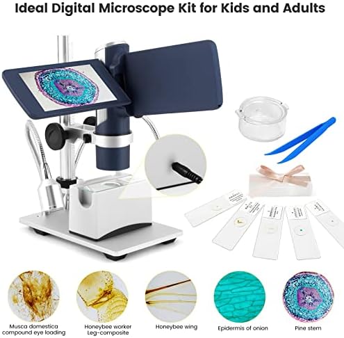 Andonstar AD203S HDMI Digital Microscope for Error Coins with Metal Stand, Handheld Portable USB Microscope Kit for Kids&Adults, 4" LCD Screen, Photo/Video Capture, Windows/Mac PC Compatible(Navy)