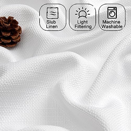 Chyhomenyc White Curtains 84 Inch Length 2 Panels Set, Faux Linen Textured Semi Light Filtering Soft Airy Farmhouse Curtain Drapes for Living Room Bedroom, Cortinas para Sala, 40Wx84L